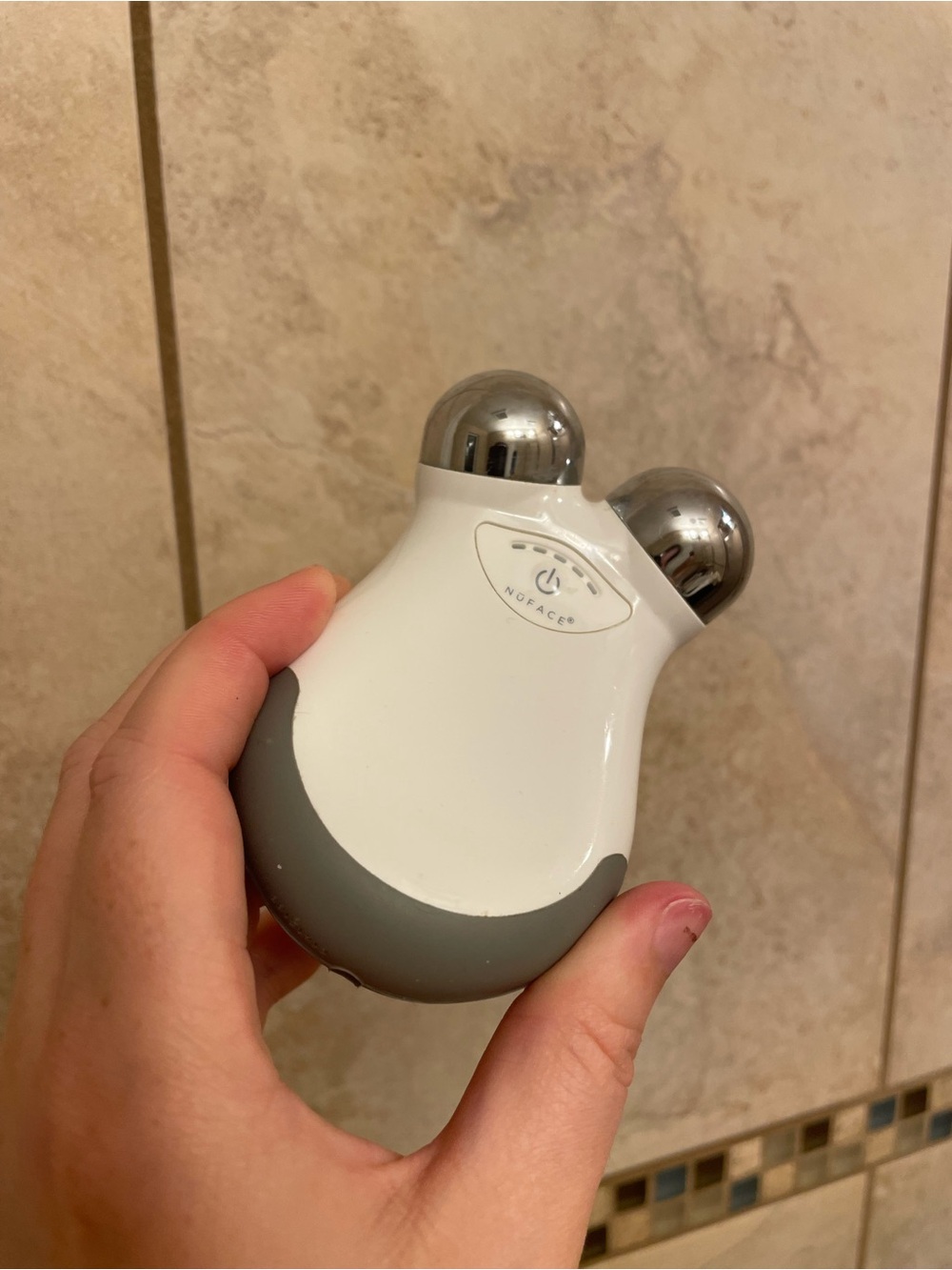 NuFace Mini Microcurrent Facial Toning Device in White and Gray